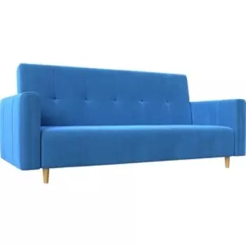 Прямой диван-книжка АртМебель Вест велюр голубой