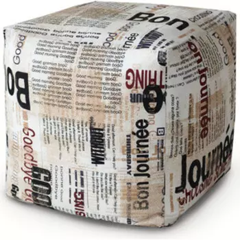 Пуфик бескаркасный Mypuff Кубик газета мебельный хлопок k-321