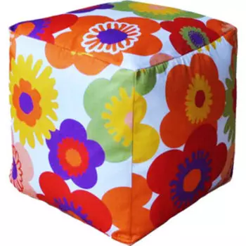 Пуфик бескаркасный Mypuff Кубик Пуэрто Плата оранжевый мебельный хлопок k-318
