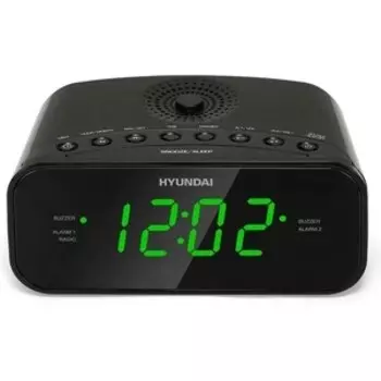 Радиобудильник Hyundai H-RCL221 черный LCD подсв:зеленая часы:цифровые FM