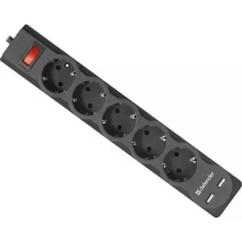 Сетевой фильтр Defender DFS755 5.0 м. 5 розеток black
