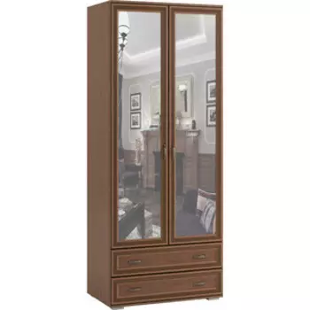 Шкаф 2-х створчатый с зекалом Ника Ливорно ЛШ-23 орех донской