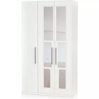 Шкаф 3-х створчатый Моби Валенсия с зеркалами, белый шагрень/белый шагрень (1024422)