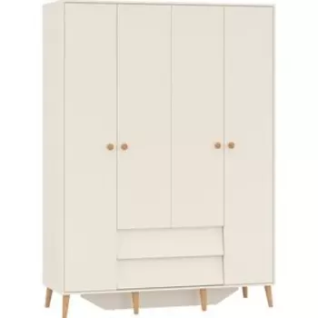 Шкаф 4-х дверный с двумя ящиками Гранд Кволити 4-75930 (АФИНА) / Кашемир Серый / Опора и ручка - Массив Бука (ML876879561)