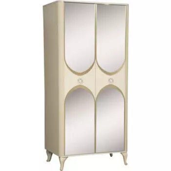 Шкаф для одежды ОЛМЕКО 43.01 Стефани бежевый/белый/профиль: Kroning слоновая кость патина с комплектом зеркал