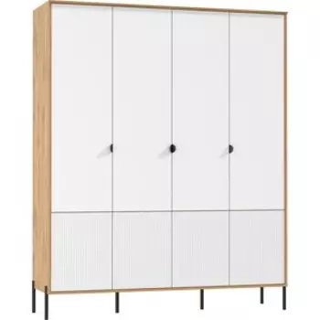 Шкаф для одежды ОЛМЕКО 72.01 ''Кензо'' (4-х дв.) (дуб вотан / белый глянец снег) (ML876881104)