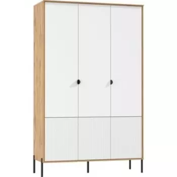 Шкаф для одежды ОЛМЕКО 72.02 ''Кензо'' (3-х дв.) (дуб вотан / белый глянец снег) (ML876881105)