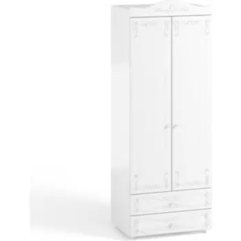 Шкаф для одежды ОЛМЕКО Италия ИТ-49 с ящиками, белое дерево