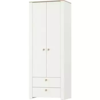 Шкаф для одежды с ящиками Моби Джастин 13.339 цвет белый шагрень/дуб белый эксклюзив (1028580)