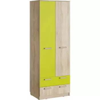 Шкаф для одежды с ящиками Сильва НМ 013.02-03 М акварель дуб сонома/лайм