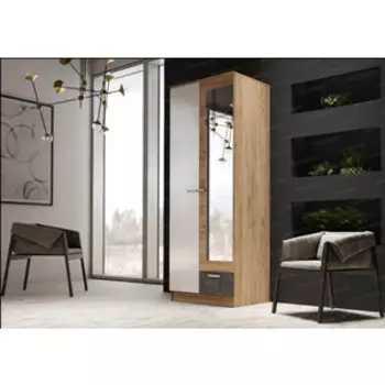 Шкаф ЭРА Адель 0,8 дуб вотан-белый глянец ЛДСП