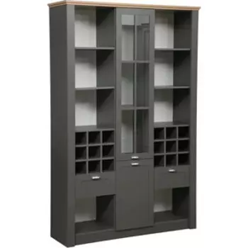 Шкаф комбинированный ОЛМЕКО 37.07 Прованс диамант серый/дуб каньон/профиль: Masa Decor диамант/стекло