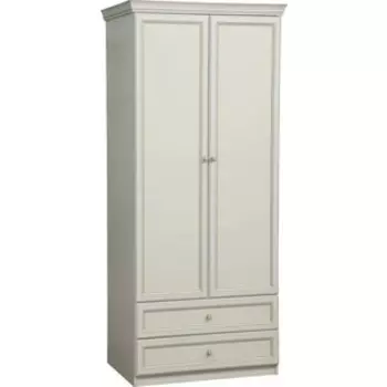 Шкаф комбинированный ОЛМЕКО 40.15 Эльмира белый/ПВХ белая кожа/профиль: Kroning белая кожа патина