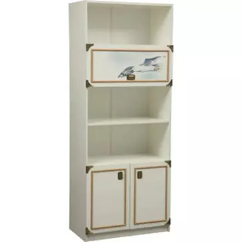 Шкаф комбинированный ОЛМЕКО Севилья-18 белый/профиль: Kroning канат золотой