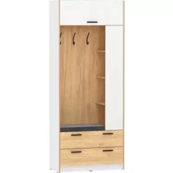 Шкаф комбинированный Сильва НМ 014.64 Оттавия/ Велюр Ультра графит, Белый Фасадный/Дуб Крафт Золотой (ML876880372)