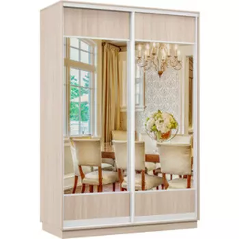 Шкаф-купе Классика 02 (каркас ясень шимо светлый, фасады 04/04 ясень шимо светлый) профиль белый глянец 02.2200.1200.600.(04.04).01.(01.01).06