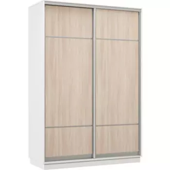 Шкаф-купе Классика 04 (каркас белый,фасады 08,08 ясень шимо светлый) профиль серебро Л04.2400.1200.600.(08.08).07.(01.01).01