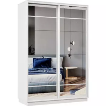 Шкаф-купе Классика 04 (каркас белый, фасады 10/10 зеркало) профиль белый глянец 04.2400.1200.600.(10.10).07.(00.00).06