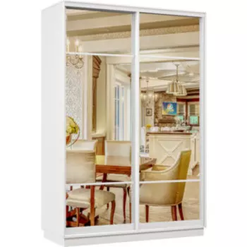 Шкаф-купе Классика 04 (каркас белый, фасады 11/11 зеркало) профиль белый глянец 04.2400.1200.600.(11.11).07.(00.00).06