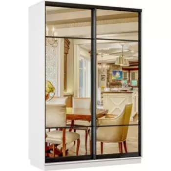 Шкаф-купе Классика 04 (каркас белый, фасады 11/11 зеркало) профиль черный муар 04.2400.1200.600.(11.11).07.(00.00).07