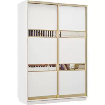 Шкаф-купе Классика 04 (каркас белый, фасады 15/15 белый) профиль золото 04.2400.1200.600.(15.15).07.(07.07).02