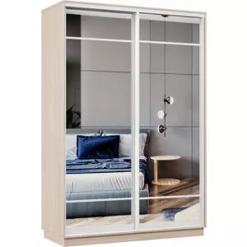 Шкаф-купе Классика 04 (каркас ясень шимо светлый, фасады 10/10 зеркало) профиль белый глянец 04.2400.1200.600.(10.10).01.(00.00).06