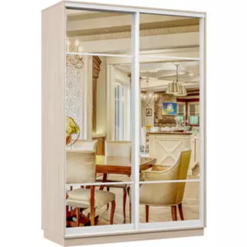 Шкаф-купе Классика 04 (каркас ясень шимо светлый, фасады 11/11 зеркало) профиль белый глянец 04.2400.1200.600.(11.11).01.(00.00).06