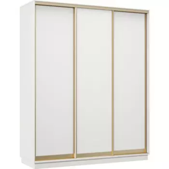 Шкаф-купе Классика 09 (каркас белый, фасады 02/02/02 белый) профиль золото 09.2200.1500.450.(02.02.02).07.(07.07.07).02