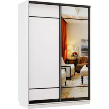 Шкаф-купе Классика 09 (каркас белый, фасады 07/10 белый) профиль черный муар 09.2200.1500.450.(07.10).07.(07.00).07