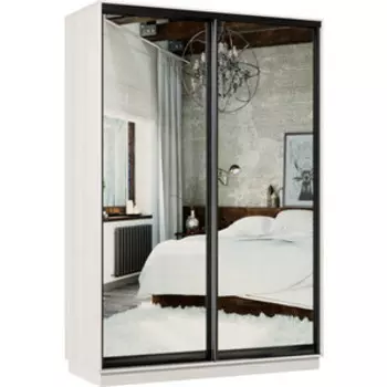 Шкаф-купе Классика 09 (каркас каттхульт, фасады 01/01 зеркало) профиль черный муар 09.2200.1500.450.(01.01).03.(00.00).07