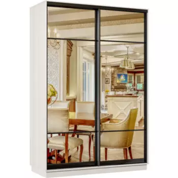 Шкаф-купе Классика 09 (каркас каттхульт, фасады 11/11 зеркало) профиль черный муар 09.2200.1500.450.(11.11).03.(00.00).07