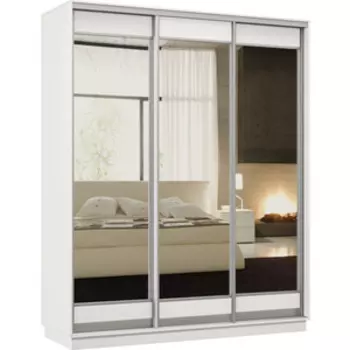 Шкаф-купе Классика 10 (каркас белый, фасады 03/03/03 белый) профиль серебро 10.2200.1500.600.(03.03.03).07.(07.07.07).01