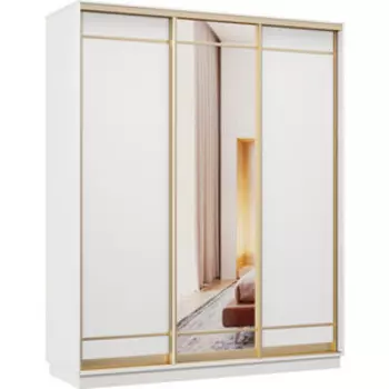 Шкаф-купе Классика 10 (каркас белый, фасады 06/09/06 белый) профиль золото 10.2200.1500.600.(06.09.06).07.(07.00.07).02