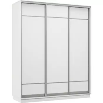 Шкаф-купе Классика 10 (каркас белый, фасады 07/07/07 белый) профиль серебро 10.2200.1500.600.(07.07.07).07.(07.07.07).01