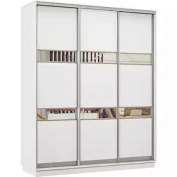 Шкаф-купе Классика 10 (каркас белый, фасады 15/15/15 белый) профиль серебро 10.2200.1500.600.(15.15.15).07.(07.07.07).01