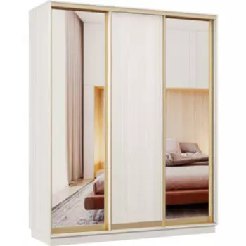 Шкаф-купе Классика 10 (каркас каттхульт, фасады 01/02/01 каттхульт) профиль золото 10.2200.1500.600.(01.02.01).03.(00.03.00).02