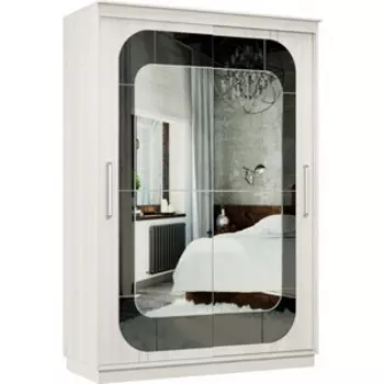 Шкаф-купе Классика 10 (каркас каттхульт,фасады 20/20 каттхульт,зеркало-черный лакобель) профиль серебро Л10.2200.1500.600.(20.20).03.(03.03).01