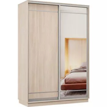 Шкаф-купе Классика 10 (каркас ясень шимо светлый, фасады 06/09 ясень шимо светлый) профиль серебро 10.2200.1500.600.(06.09).01.(01.00).01