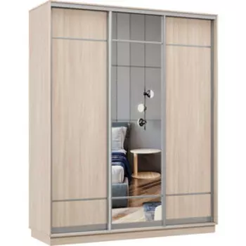 Шкаф-купе Классика 10 (каркас ясень шимо светлый, фасады 07/10/07 ясень шимо светлый) профиль серебро 10.2200.1500.600.(07.10.07).01.(01.00.01).01