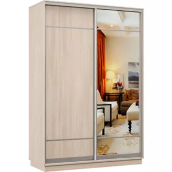 Шкаф-купе Классика 10 (каркас ясень шимо светлый, фасады 07/10 ясень шимо светлый) профиль серебро 10.2200.1500.600.(07.10).01.(01.00).01