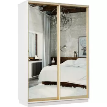 Шкаф-купе Классика 12 (каркас белый, фасады 01/01 зеркало) профиль золото 12.2400.1500.600.(01.01).07.(00.00).02