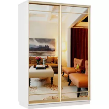 Шкаф-купе Классика 12 (каркас белый, фасады 09/09 зеркало) профиль золото 12.2400.1500.600.(09.09).07.(00.00).02