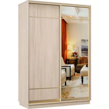 Шкаф-купе Классика 12 (каркас ясень шимо светлый, фасады 07/10 ясень шимо светлый) профиль золото 12.2400.1500.600.(07.10).01.(01.00).02