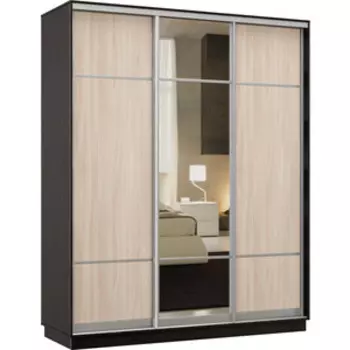 Шкаф-купе Классика 22 (каркас венге,фасады 08,11,08 ясень шимо светлый) профиль серебро Л22.2200.1800.600.(08.11.08).06.(01.00.01).01