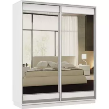 Шкаф-купе Классика 24 (каркас белый, фасады 03/03 белый) профиль серебро 24.2400.1800.600.(03.03).07.(07.07).01