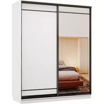 Шкаф-купе Классика 24 (каркас белый, фасады 06/09 белый) профиль черный муар 24.2400.1800.600.(06.09).07.(07.00).07