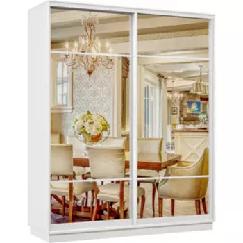 Шкаф-купе Классика 24 (каркас белый, фасады 11/11 зеркало) профиль белый глянец 24.2400.1800.600.(11.11).07.(00.00).06