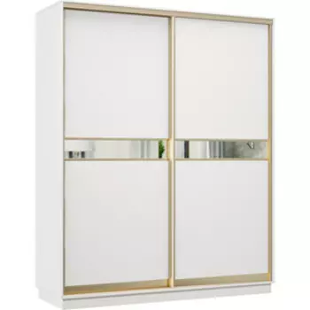 Шкаф-купе Классика 24 (каркас белый, фасады 14/14 белый) профиль золото 24.2400.1800.600.(14.14).07.(07.07).02