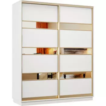 Шкаф-купе Классика 24 (каркас белый, фасады 16/16 белый) профиль золото 24.2400.1800.600.(16.16).07.(07.07).02