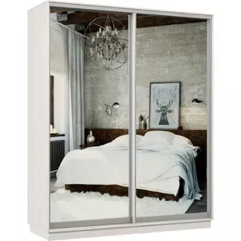 Шкаф-купе Классика 24 (каркас каттхульт, фасады 01/01 зеркало) профиль серебро 24.2400.1800.600.(01.01).03.(00.00).01